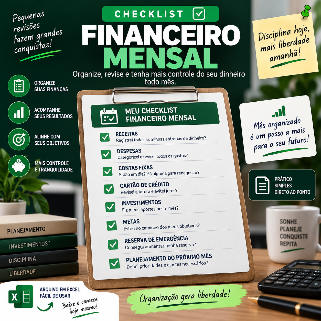 Capa do bônus 3: Checklist Financeiro Mensal