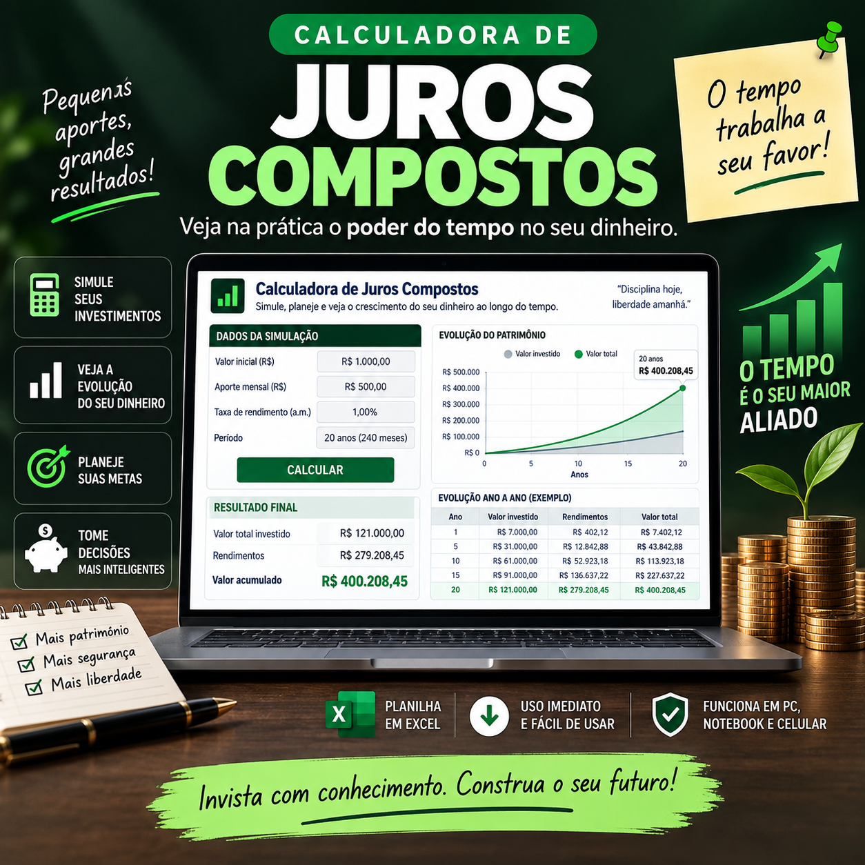 Capa do bônus 2: Calculadora de Juros Compostos